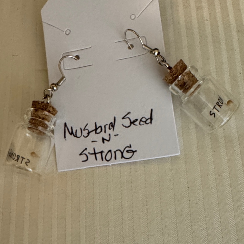 Mustard Seed Glass Bottle Earrings with Cork - Picture 9 of 12